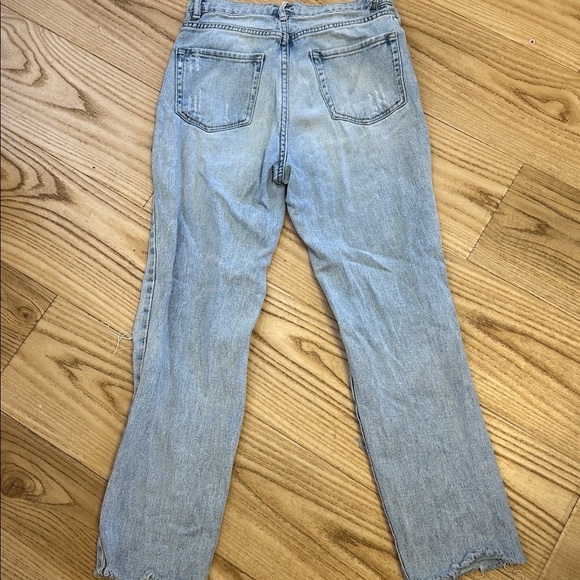 Pac Sun Heavily Distressed Jeans Womens SIze 26 High RIse Straight Button Fly - Picture 2 of 4